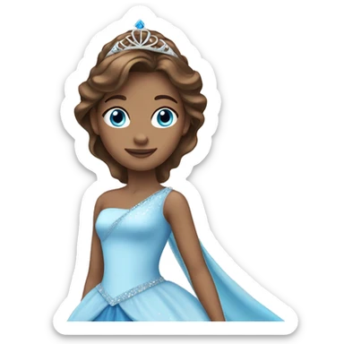princess with tiara blue eyes and brown hair sticker