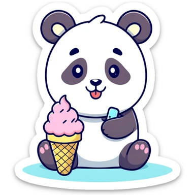 Panda eating ice creame sticker