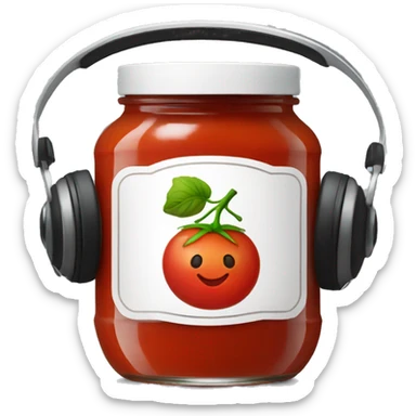 tomato sauce jar with headphones sticker