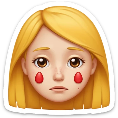 sad girl emoji with giant pimples sticker