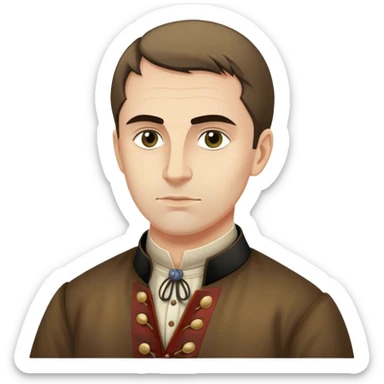 Cinematic Realistic Marko Marulić Portrait Emoji, depicted as a celebrated Croatian writer with a reflective expression and period clothing, rendered with rich textures and warm literary lighting that captures his historical influence. sticker