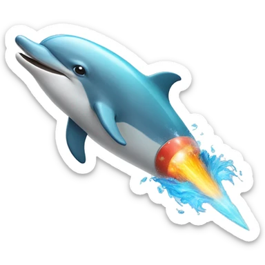 dolphin transforming into a rocket sticker