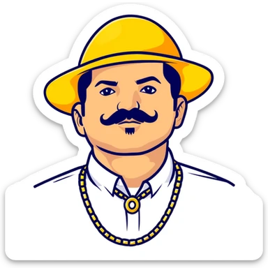 El Chapo character with distinctive mustache and flashy jewelry sticker