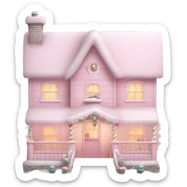 Pastel pink Christmas house HD sticker