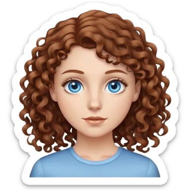 white girl with blue eyes and brown curly hair  sticker