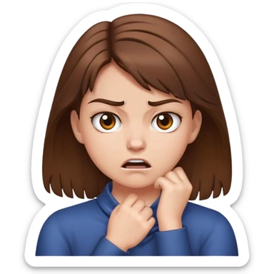 Angry Girl with brown hair and hands around neck sticker