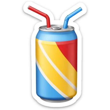 drink can blue red yellow Surfside one straw sticker