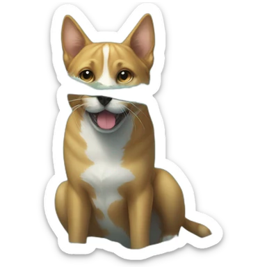 Cat vs dog in ocean sticker