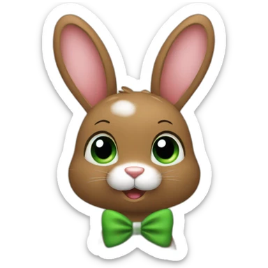 brown rabbit with green eyes and hearts sticker