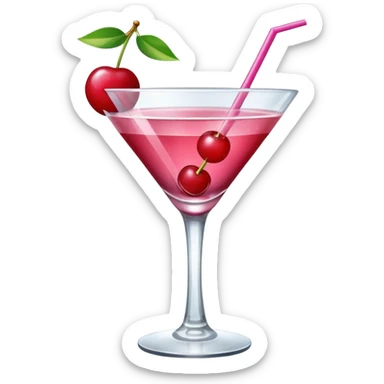 galentines red and pink cocktail with cherry sticker