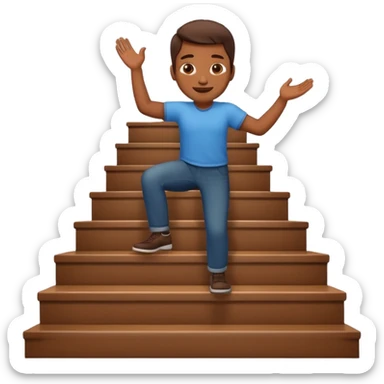 apple style emoji of a man ascending steps sticker