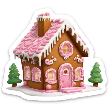 Pink detailed gingerbread house sticker