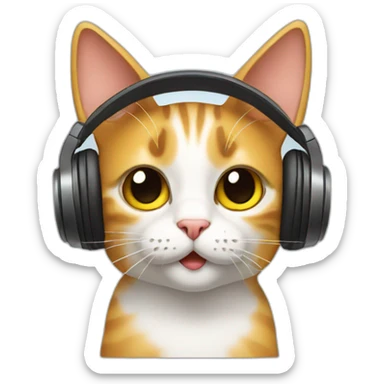 Cat listen music sticker