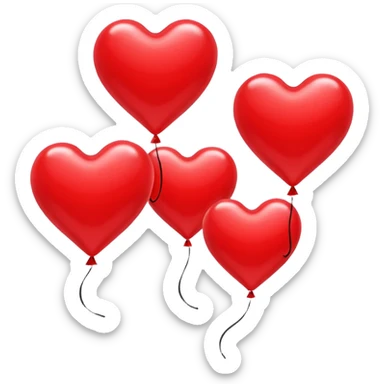 heart shaped flying balloons sticker