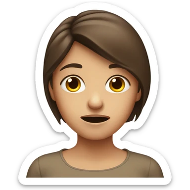 girl with brown hamaking disgusted face sticker