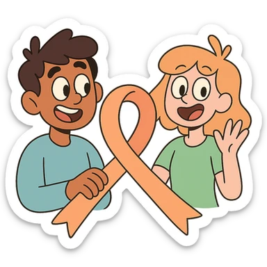 pastel orange ribbon, looped shape, calArts 2010s cartoon style sticker