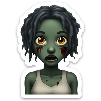 Ebony zombie girl in horror zombie  sticker