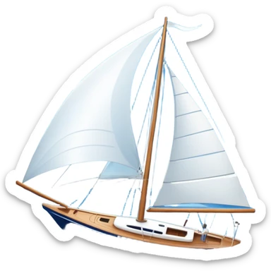 An icon featuring a sleek sailboat with billowing sails cutting through the waves. The design includes the boat's mast, a wind-filled sail, and water splashes, symbolizing the thrill and skill of sailing. Transparent background highlights the elegance and power of wind-driven sports. sticker