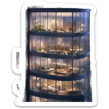 Sky rise penthouse with 360 glass windows overlooking the city at night  sticker