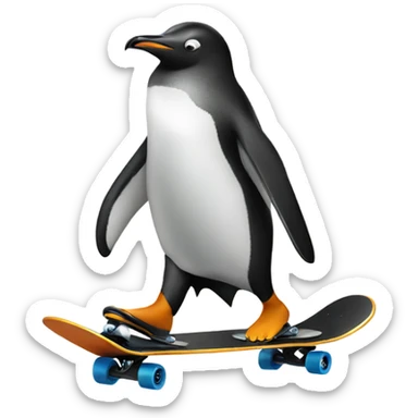 Penguin skate boarding sticker