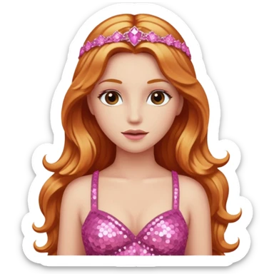 Venus, Goddess of Love from Gods and Goddesses with long reddish blonde hair, pink sequin outfit sticker
