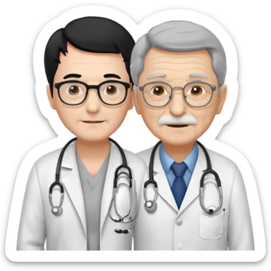 doctor black hair helping to a old man  sticker