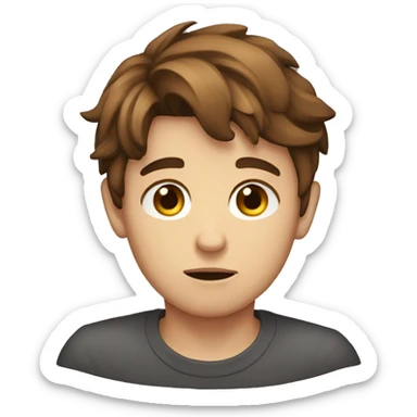 A 19 years old kid with cut brown hair sad sticker