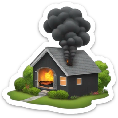a black meat smoker in the backyard billowing smoke sticker
