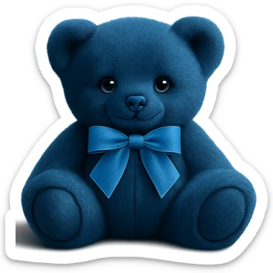 Change the teddy bear's fur to a realistic blue color, keep soft lighting and transparent background. The style should maintain a realistic and soft lighting look. sticker