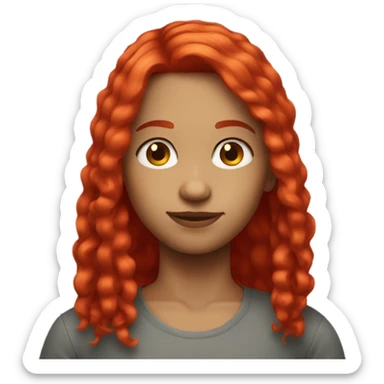  straight shoulder length bright red hair  sticker