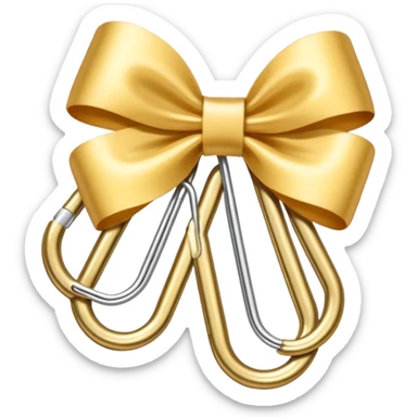 one gold paper clip with a white bow in the middle sticker