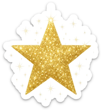 glittery star object, shiny, sparkling, no background sticker