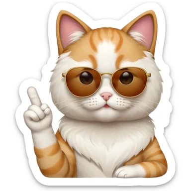 Cat with sunglasses and a middle finger sticker