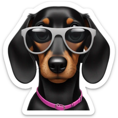 black dachshund in sunglasses head shot sticker