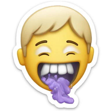 The vomiting emoji but with the person smiling  sticker