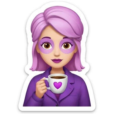 Create 3D minimalist emoji in the style of Coffee Lover — a coffee shop and roastery brand.
Style: cozy, warm.
Colors — purple-pink range.
white barista with coffee
on the form it says "Coffee Lover" sticker