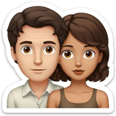 White man dark brown hair tall and shrt tan girl brown wavy hair couple  sticker