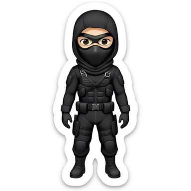 A masked assassin futuristic  in a black tactical suit sticker