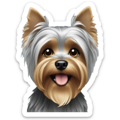 Silver yorkie dog sticker