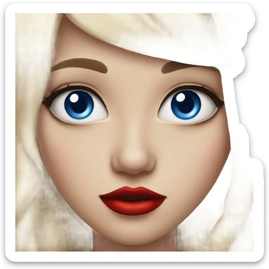 Realistic girl, blue eyes, red lipstick and fantastic  sticker