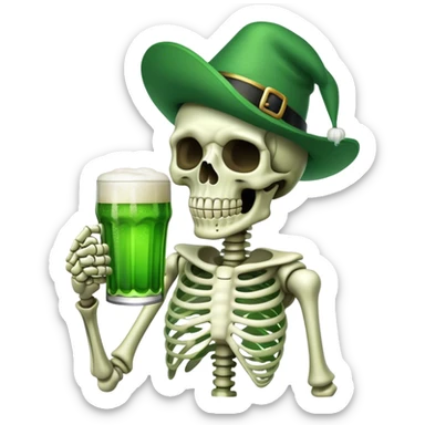 A skeleton celebrating St. Patrick’s Day sticker