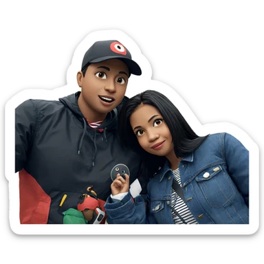 stylish duo in the outdoors sticker