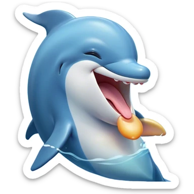 Cinematic Cute Yawning Dolphin Portrait Emoji, Head tilted slightly with a dramatic, wide-open yawn, showcasing a sleek, streamlined body with softly curved contours and drowsy, half-closed eyes, Simplified yet irresistibly adorable features, highly detailed, glowing with a soft, cozy oceanic glow, high shine, relaxed yet expressive, stylized with a dash of whimsical aquatic charm, soft glowing outline, capturing the essence of a drowsy yet affectionate dolphin that appears ready to stretch out and yawn its way out of the screen! sticker