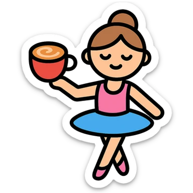A ballerina holding a cup of cappuccino sticker