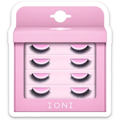 ioni false lash strips in a box packaging pink sticker