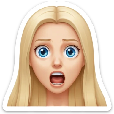 beautiful white girl with long straight blonde hair blue eyes screaming scared terrified  sticker