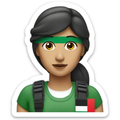 Woman with a Palestinian flag visor  sticker