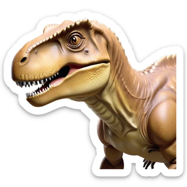 Beautiful and Majestic T-rex Portrait Emoji, Head and body resting peacefully with a serene, confident expression, showcasing its colossal, muscular form and a subtle, regal glint in its eyes, Simplified yet exquisitely endearing features, highly detailed, glowing with a soft, drowsy prehistoric light, high shine, relaxed and utterly majestic, stylized with an air of ancient splendor, soft glowing outline, capturing the essence of a beautiful and majestic T-rex that feels destined to become the next viral icon of awe-inspiring dinosaur beauty! sticker