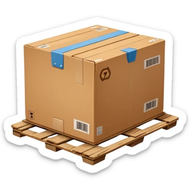 a shipping box on a shipping pallet sticker