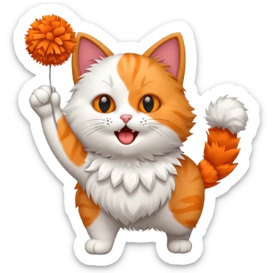 cheerleading cat with pom pom sticker